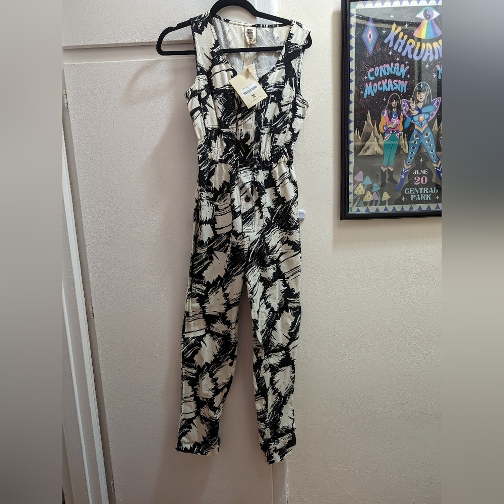 Lucy & Yak Black and White Floral Jumpsuit